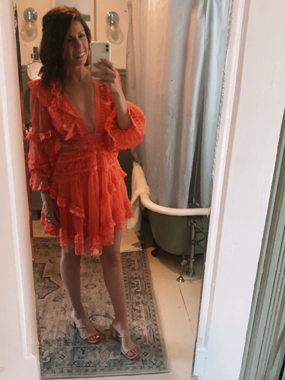 Peach Open Back Dress